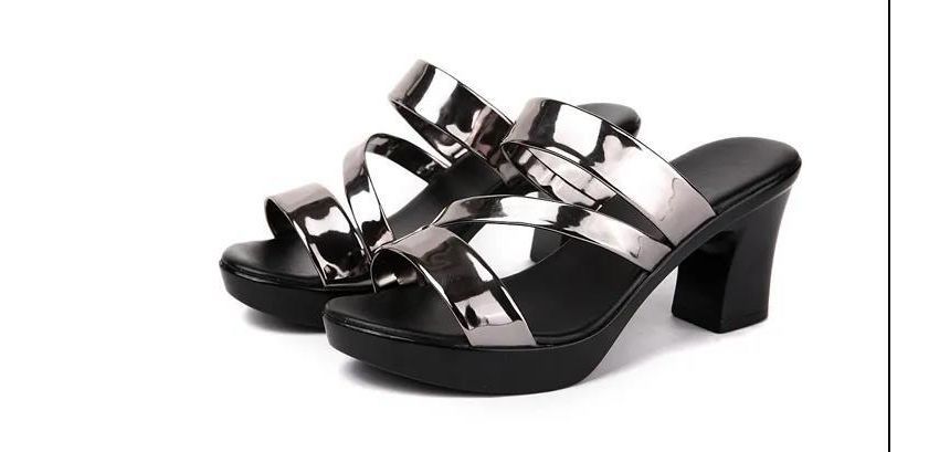 Heel Sandals Strappy Slide Chunky