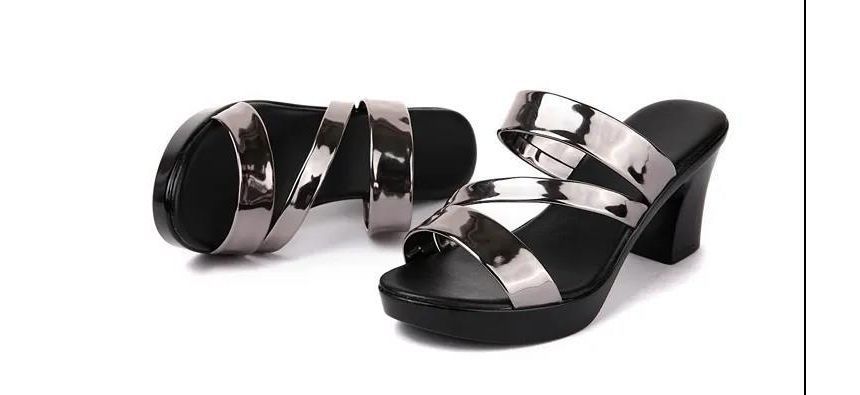 Heel Sandals Strappy Slide Chunky