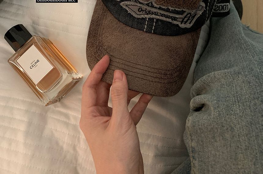 Embroidered Cap Two-Tone Letter Denim Baseball