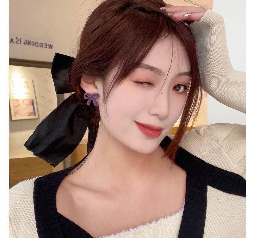 Bow Stud Flocking Earring
