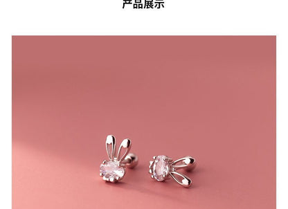 Rhinestone Rabbit Stud Earring