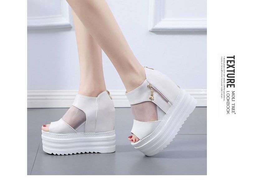 Platform Sandals Sheer Wedge
