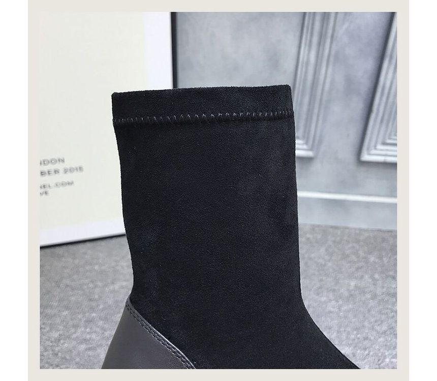 Platform Heel Block Boots Short