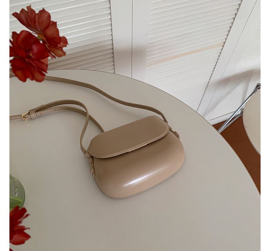 Leather Crossbody Buckled Faux Bag Flap