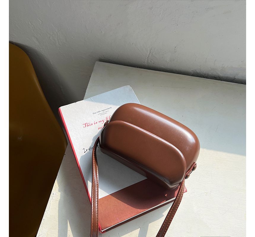 Leather Crossbody Buckled Faux Bag Flap