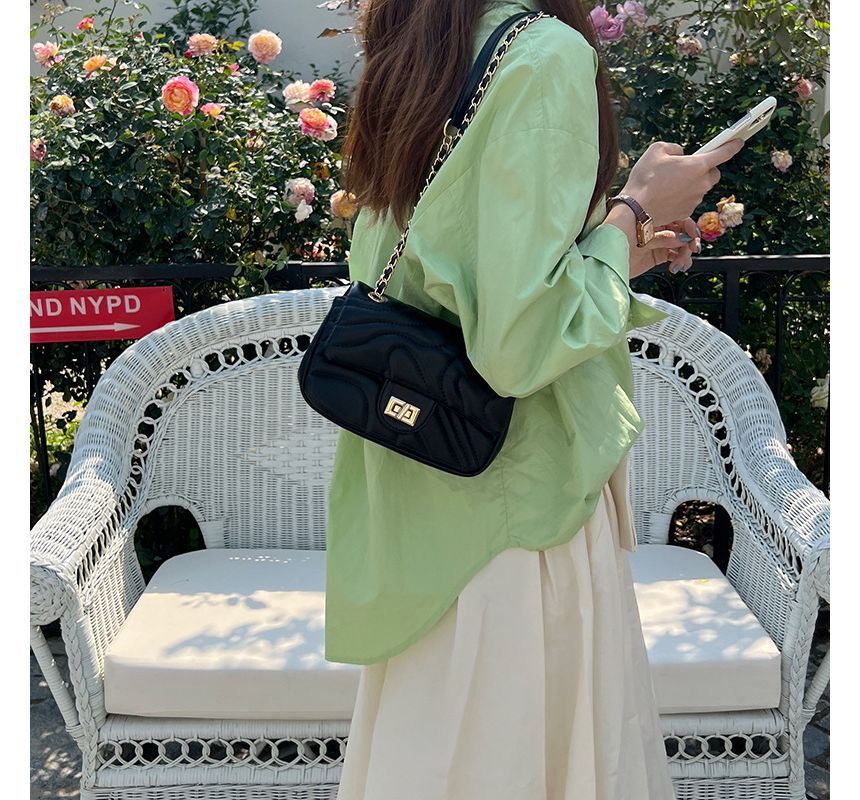 Leather Faux Flap Crossbody Bag