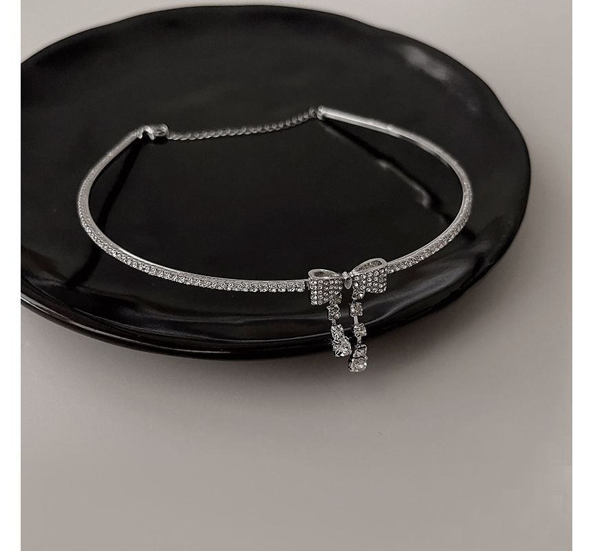 Bow Rhinestone Alloy Choker