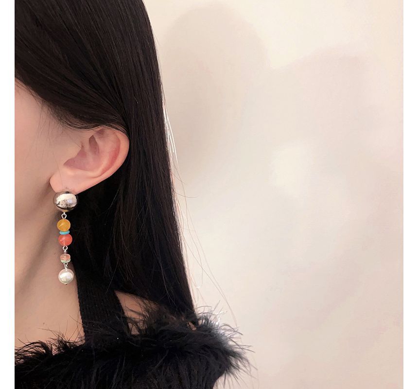 Pearl Bead Faux Earring Alloy Glass Dangle