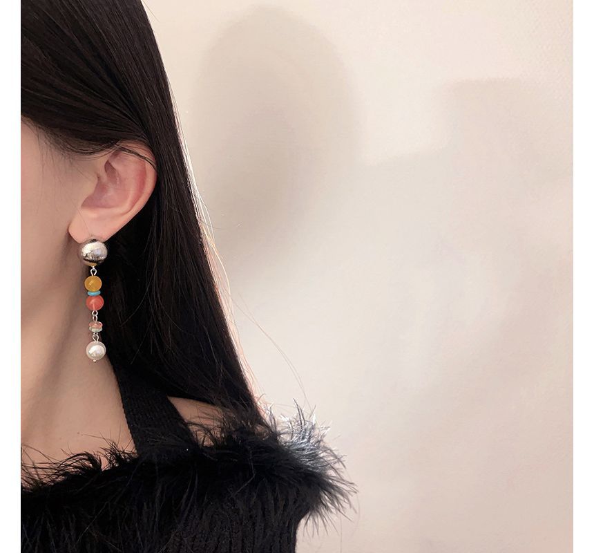 Pearl Bead Faux Earring Alloy Glass Dangle