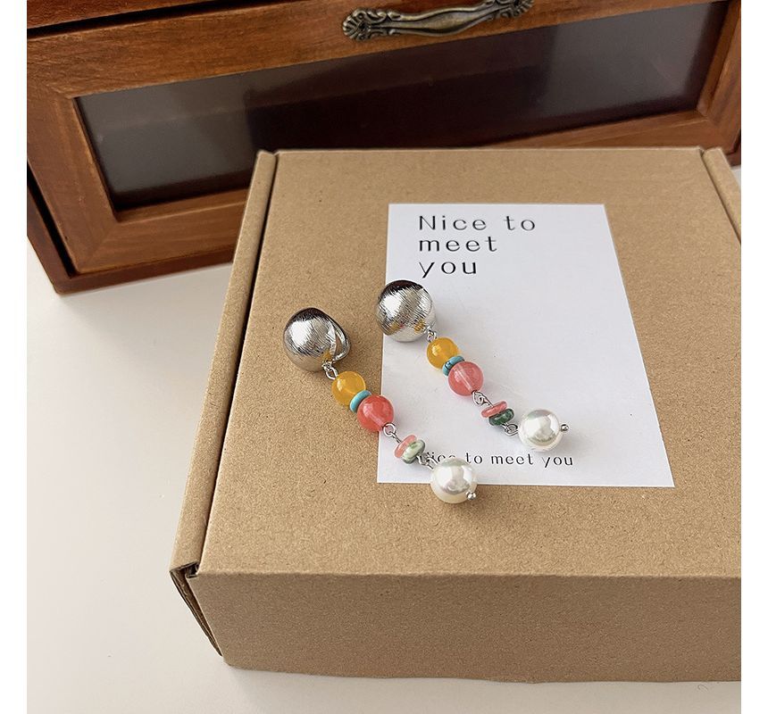 Pearl Bead Faux Earring Alloy Glass Dangle