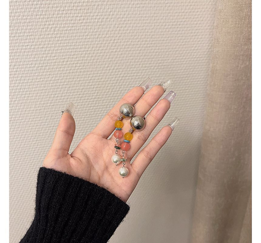 Pearl Bead Faux Earring Alloy Glass Dangle