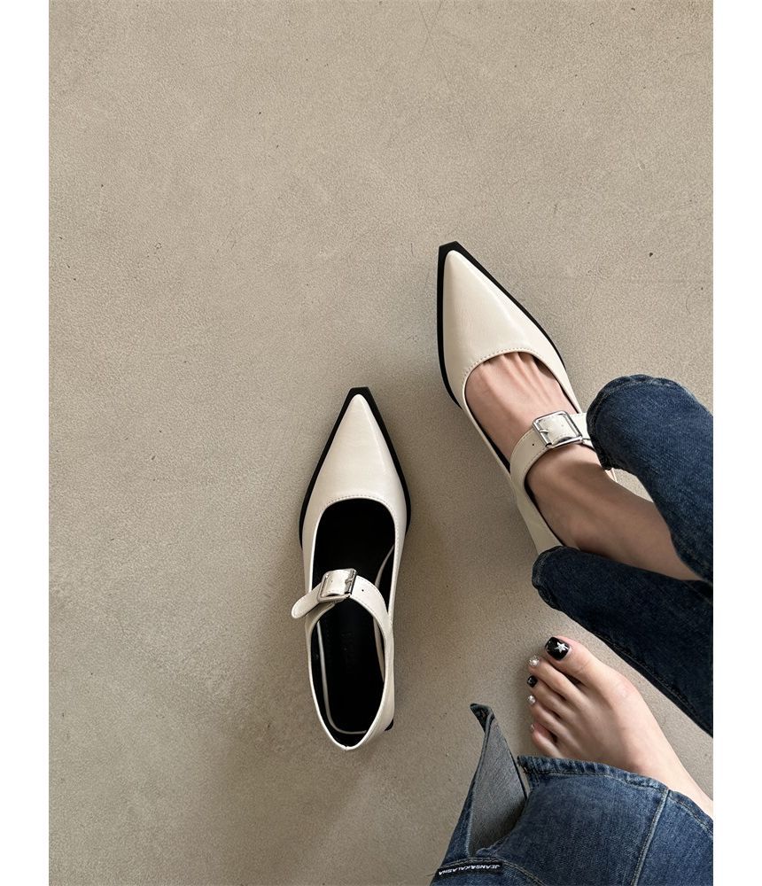 Toe Mary Pointy Shoes Heel Chunky Jane