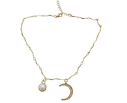 Faux Pearl Moon Necklace