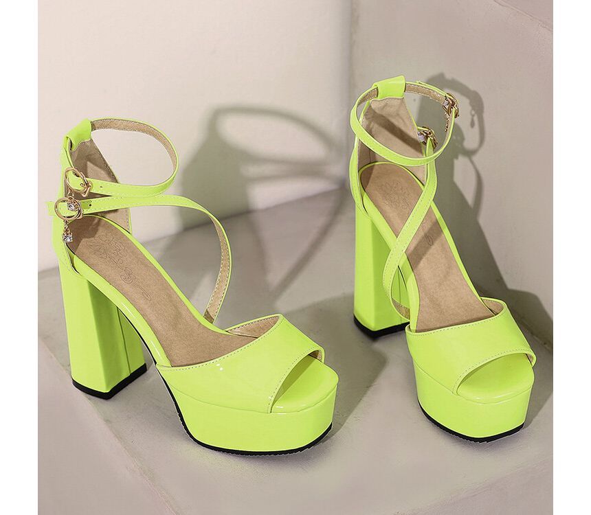 Peep Toe Platform Chunky Heel Sandals