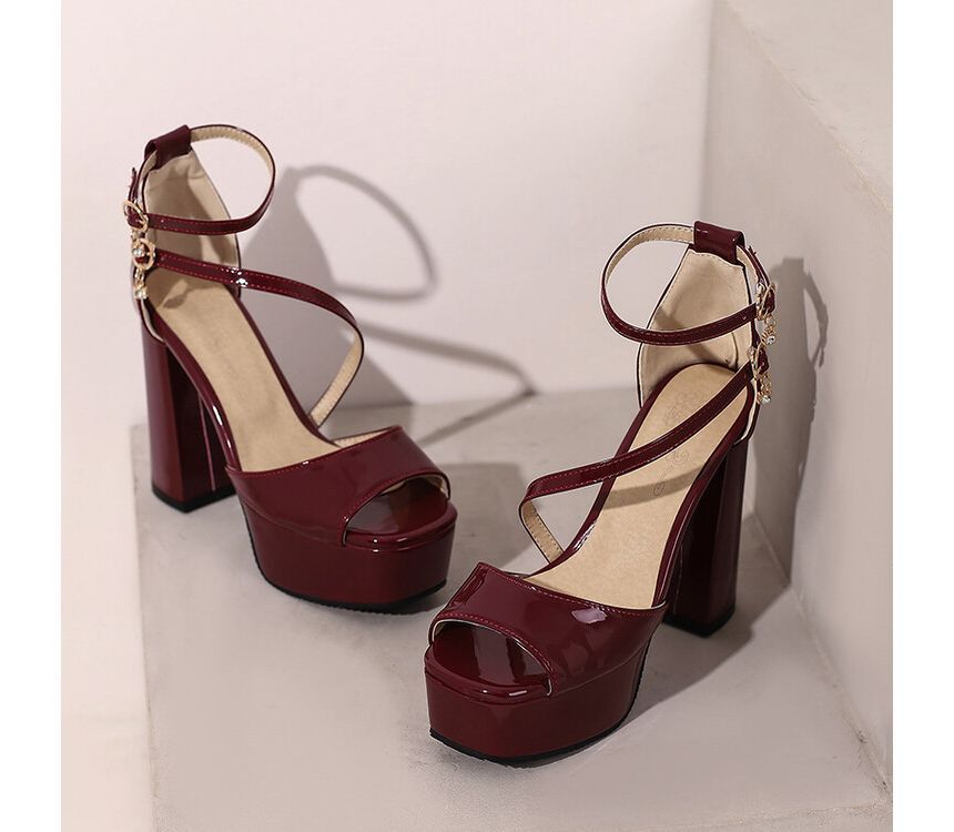 Peep Toe Platform Chunky Heel Sandals