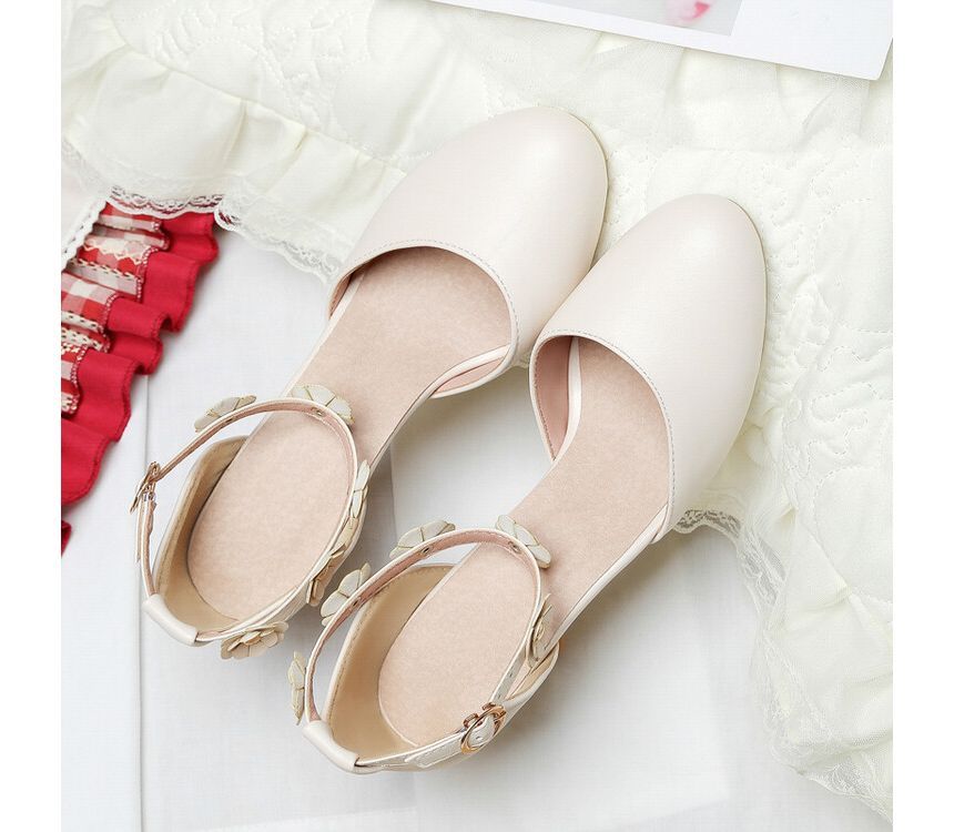 Sandals Flower Accent Heel Kitten D'Orsay