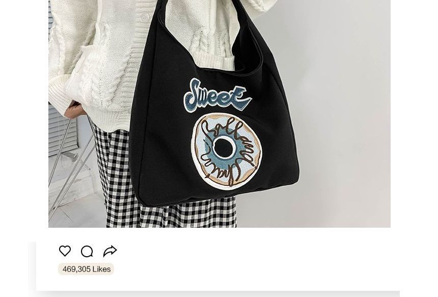 Donut Embroidered Shoulder Bag