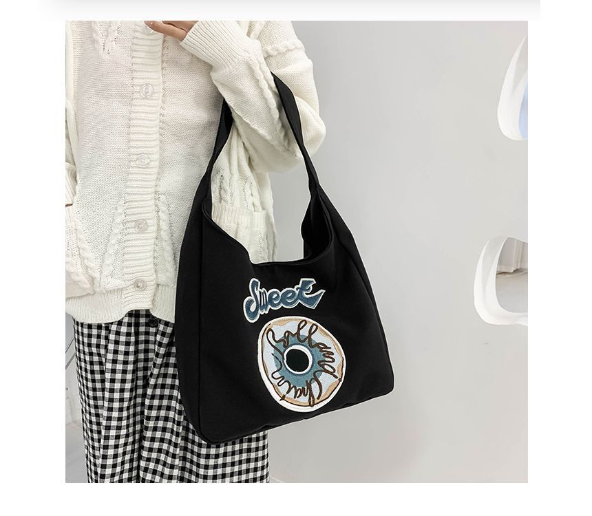 Donut Embroidered Shoulder Bag