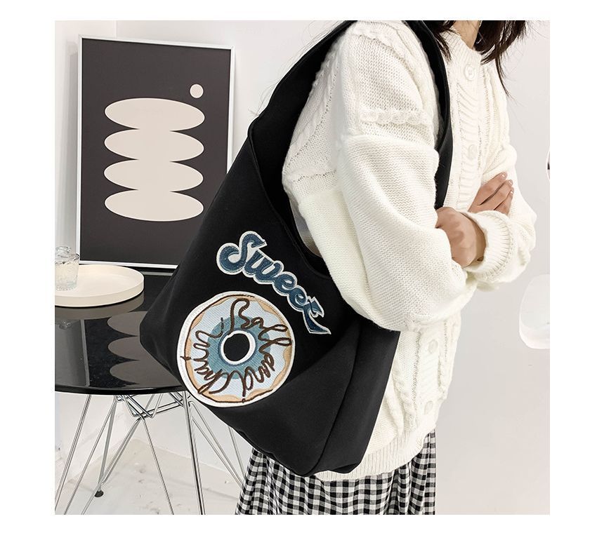 Donut Embroidered Shoulder Bag