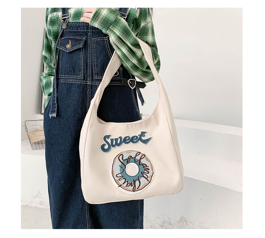 Donut Embroidered Shoulder Bag