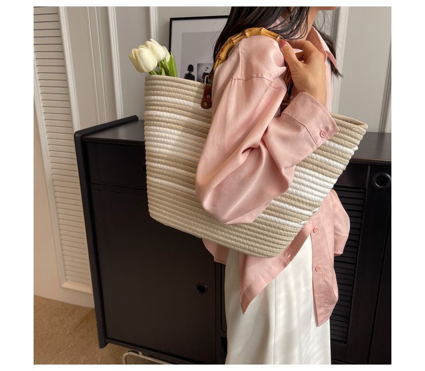 Straw Striped Tote Bag