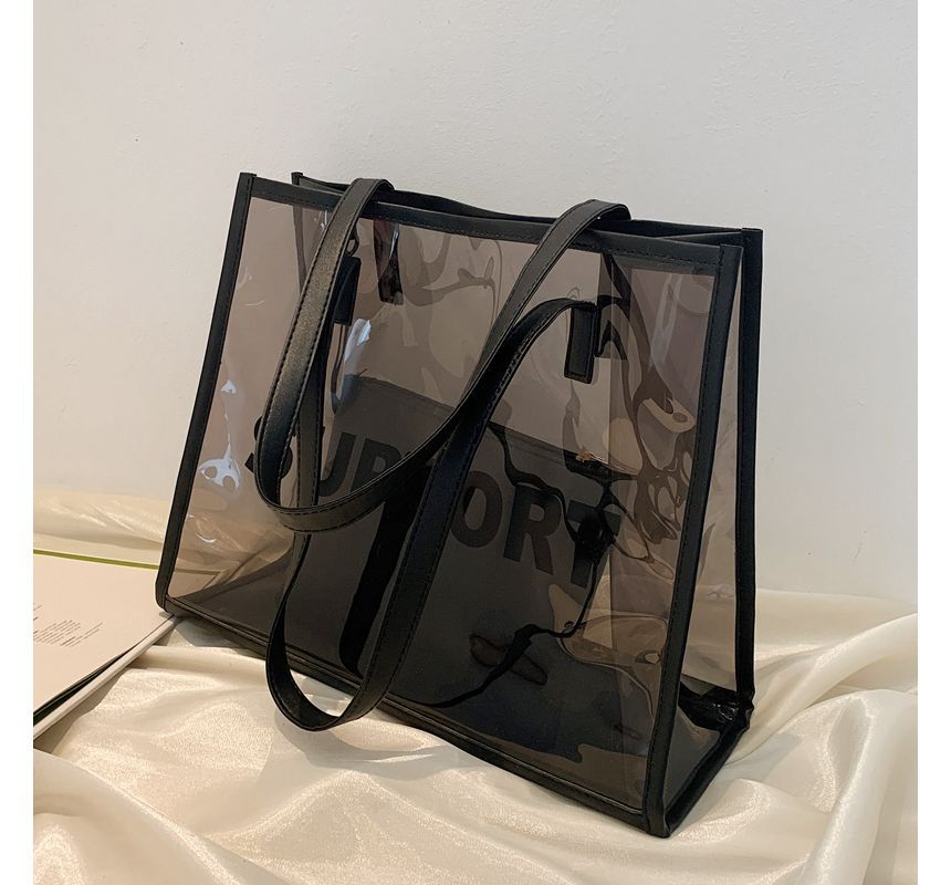 Set: PVC Lettering Tote Bag + Pouch