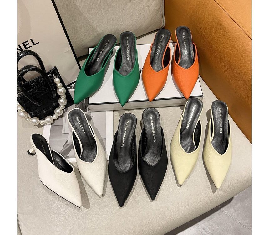 Low Heel Pointy Mules