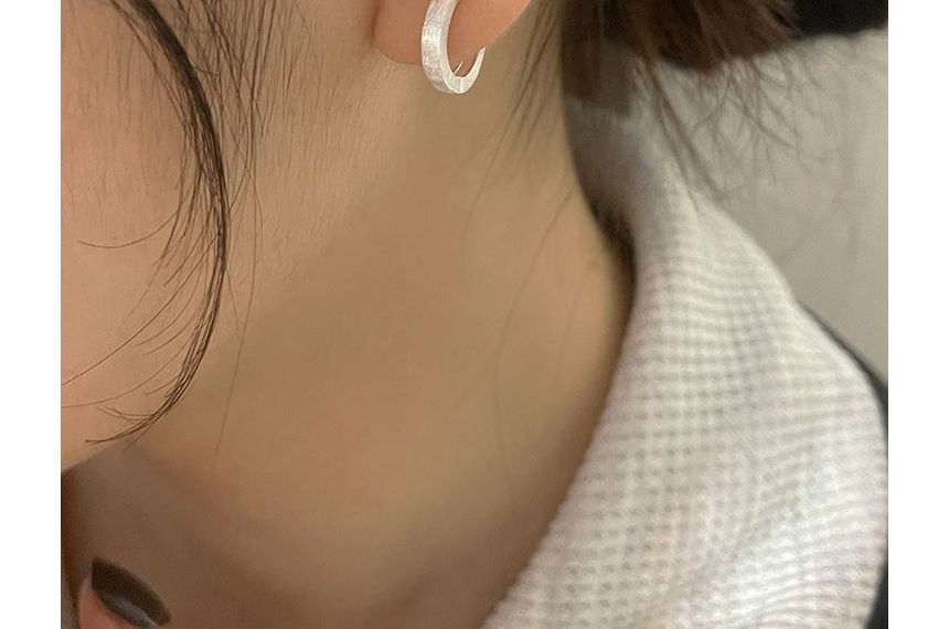 Brushed Alloy Open Hoop Earring