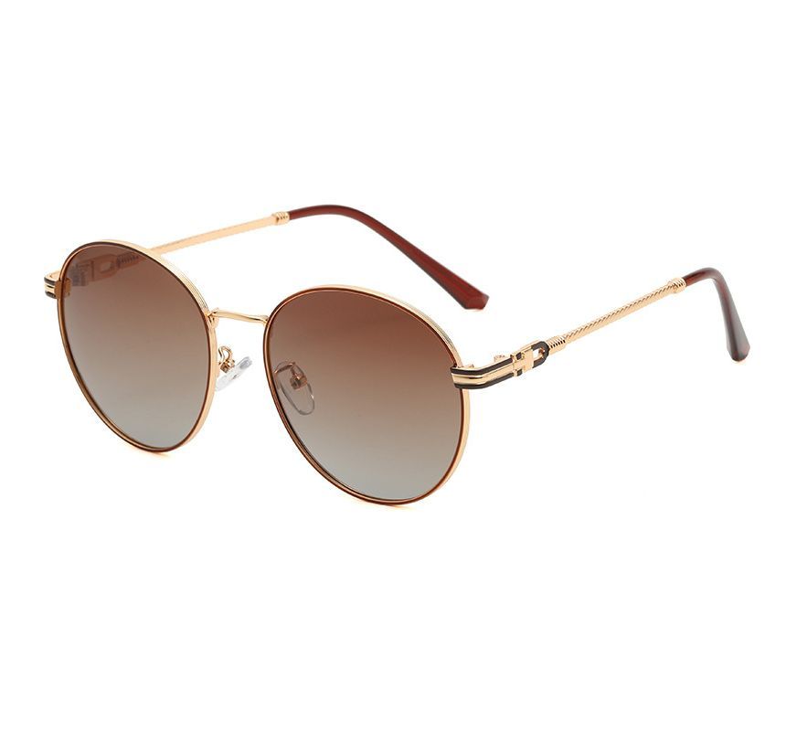 Round Polarized Metal Frame Sunglasses