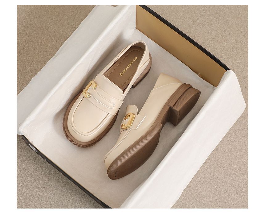 Faux Leather Round Toe Loafers