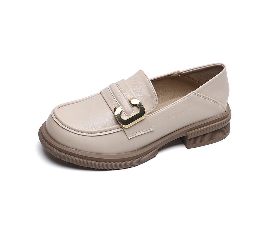 Faux Leather Round Toe Loafers