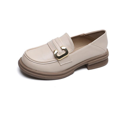 Faux Leather Round Toe Loafers