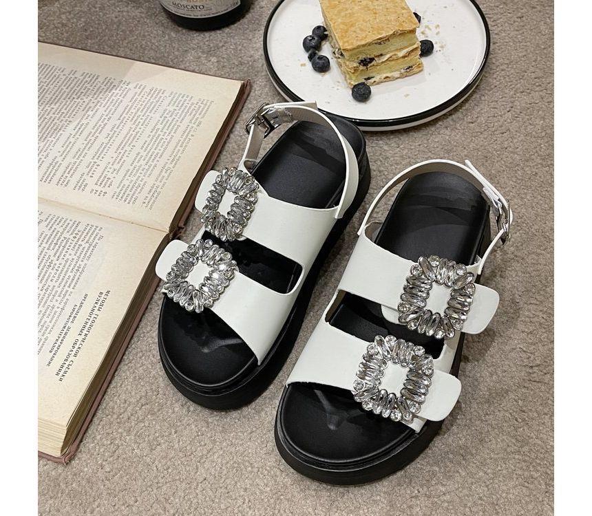 Sandals Platform Rhinestone Slingback