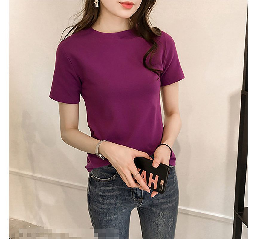 Short-Sleeve Neck Crew Tee Plain