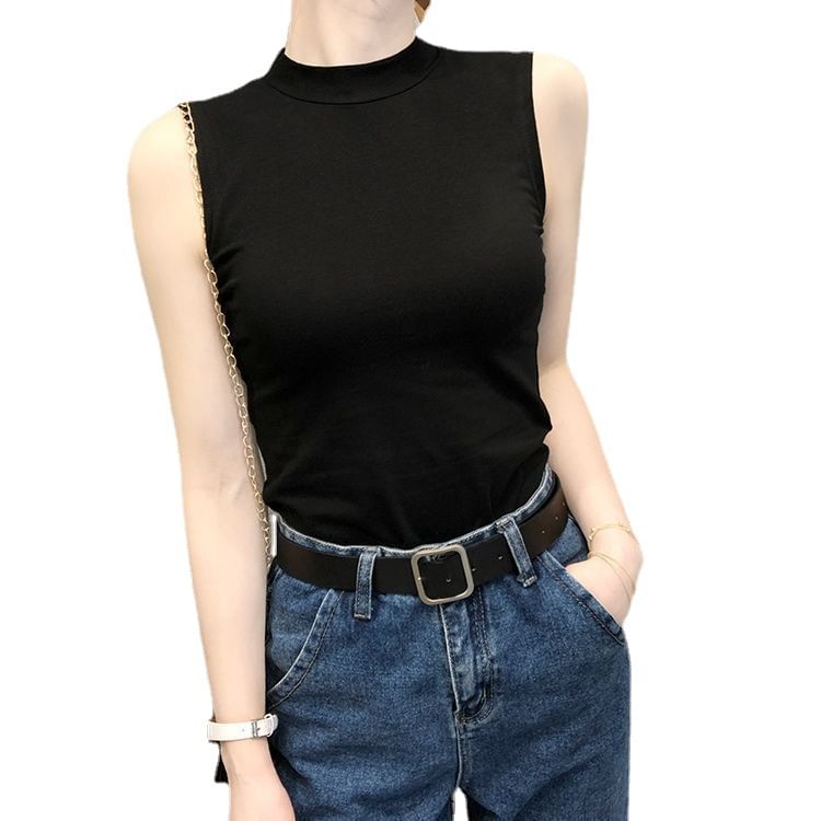 Top Mock Neck Plain Tank