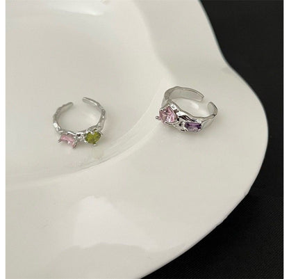 Rhinestone Alloy Open Ring (various designs)