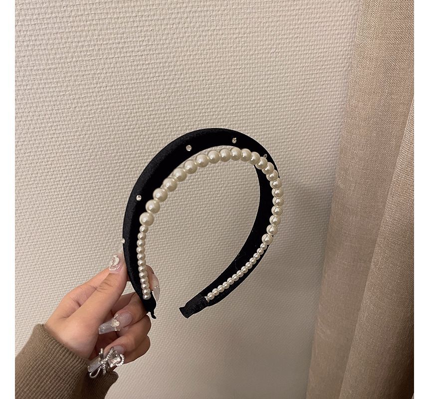 Velvet Headband Faux Pearl