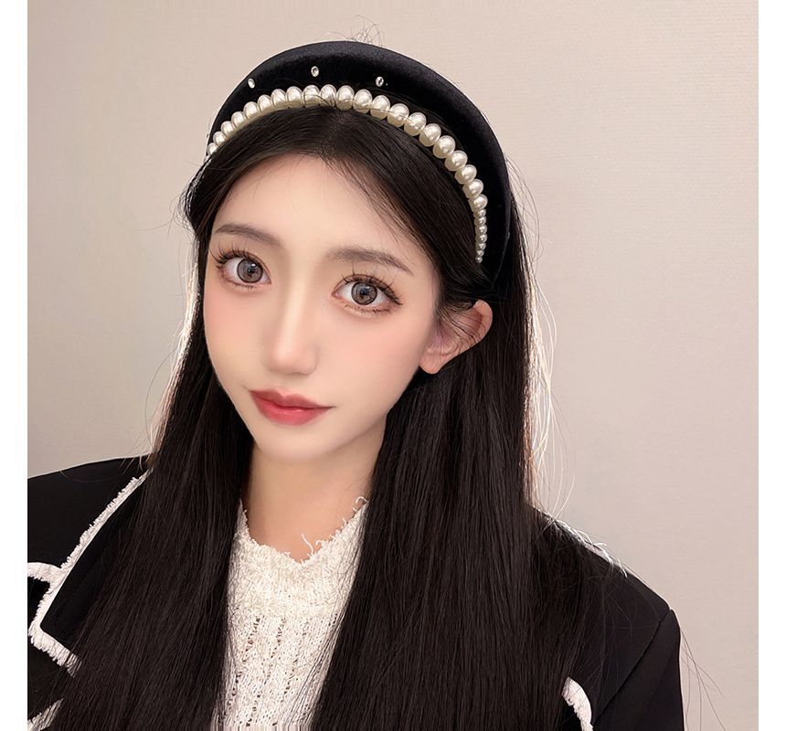 Velvet Headband Faux Pearl