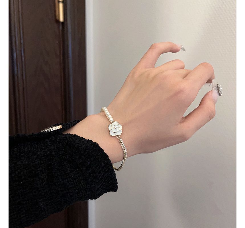 Faux Bracelet Alloy Floral Pearl