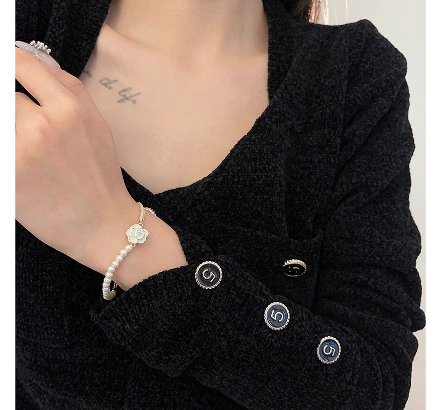 Faux Bracelet Alloy Floral Pearl