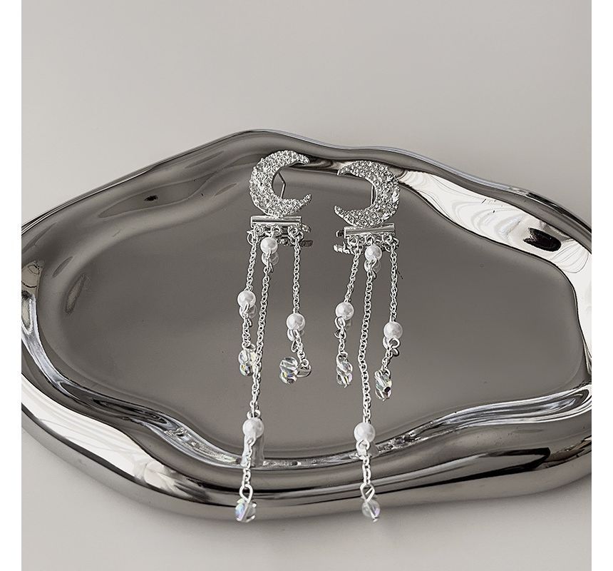 Alloy Star / Fringed Moon Choker Earring