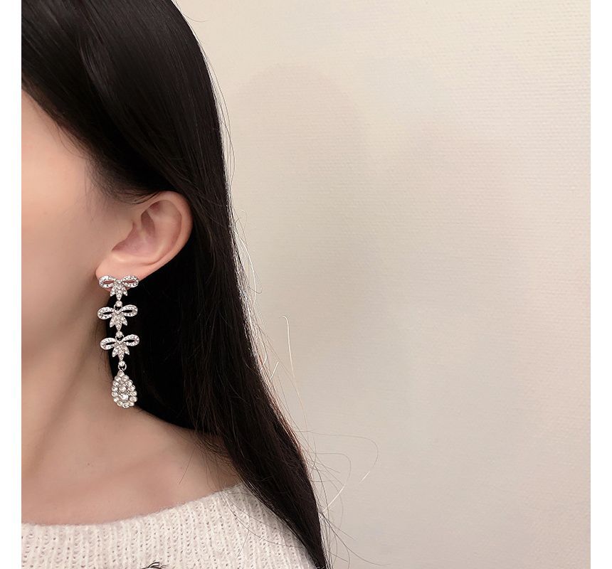 Bow Earring Rhinestone Alloy Dangle