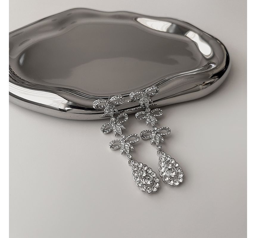 Bow Earring Rhinestone Alloy Dangle