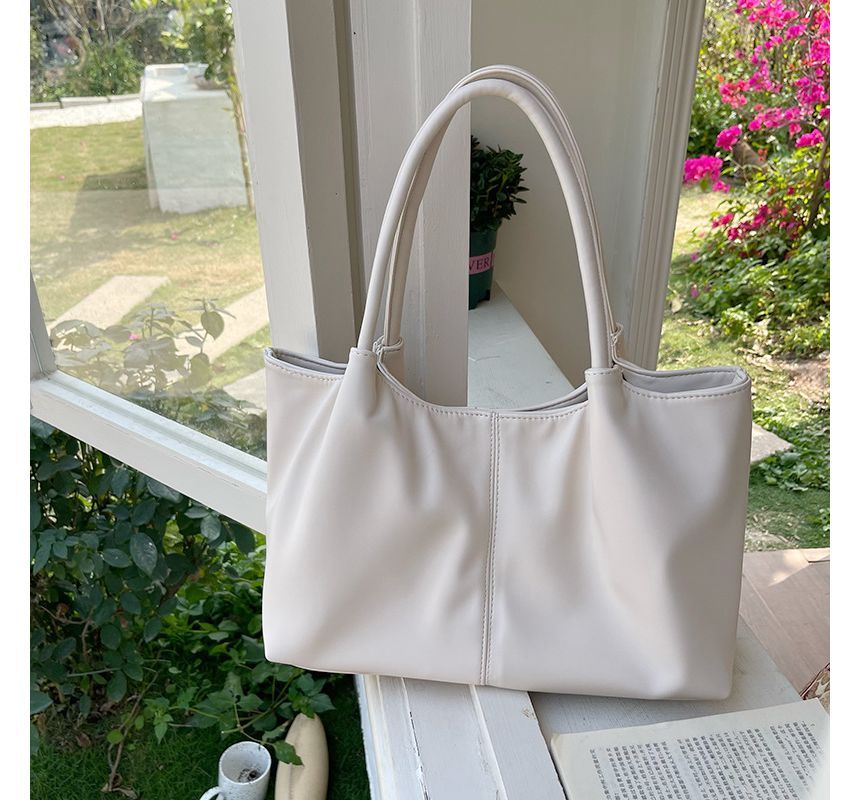 Leather Tote Plain Faux Shoulder