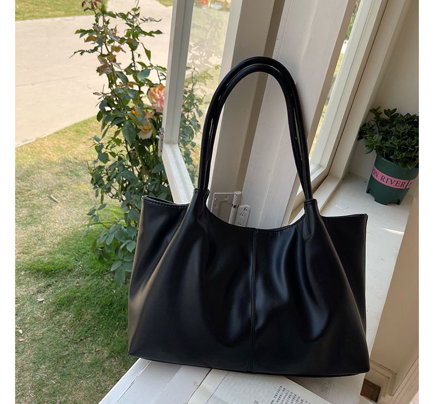 Leather Tote Plain Faux Shoulder
