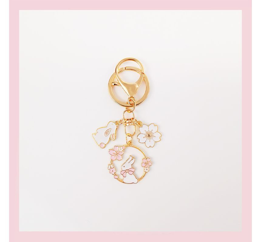 Rabbit / Floral Keyring