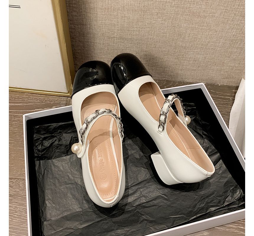 Jane Heel Two-Tone Block Pumps Mary