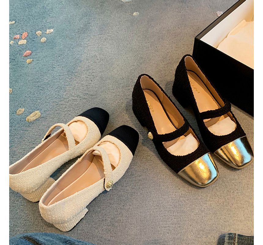 Cap-Toe Heel Pumps Block Mary Jane