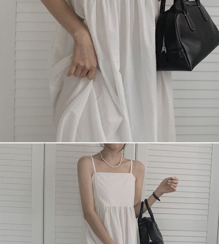 Spaghetti Strap Plain Maxi A-Line Dress