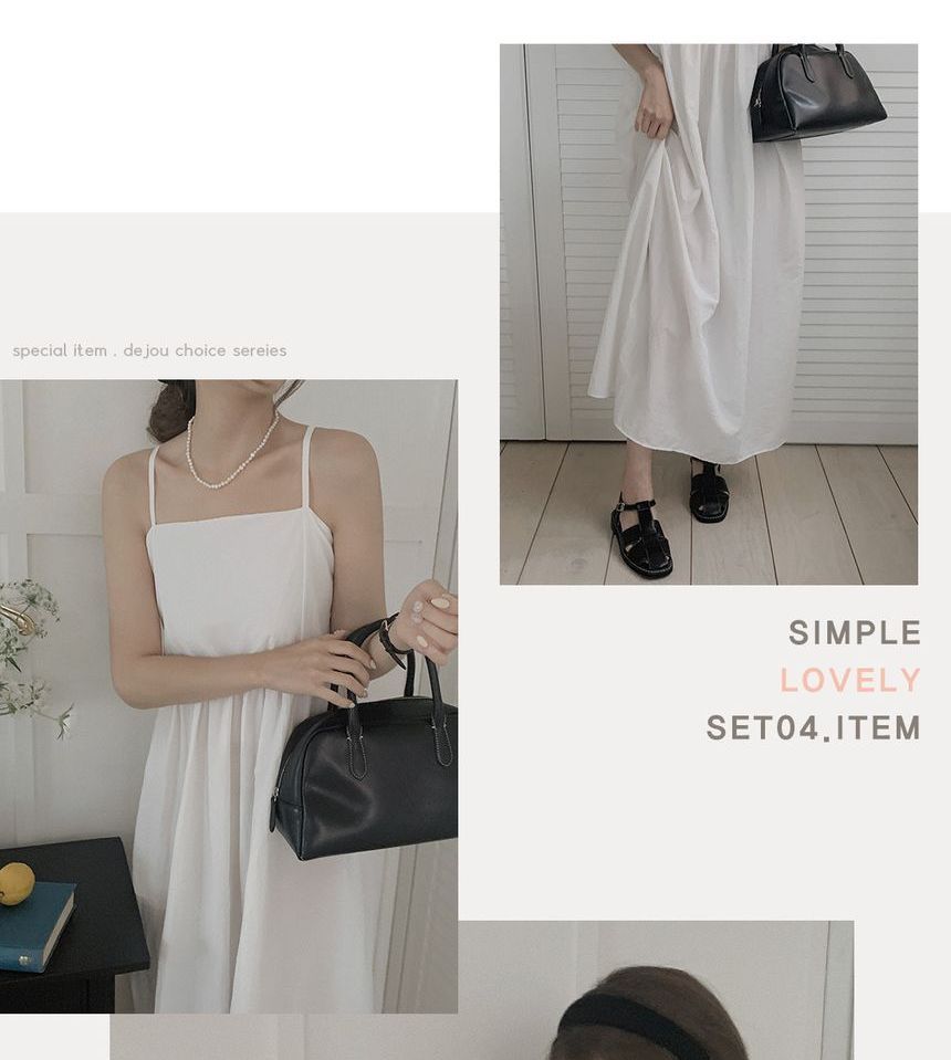 Spaghetti Strap Plain Maxi A-Line Dress